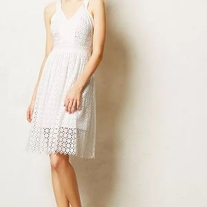 Leifsdotter Anthropologie Women’s Lila White Cotton Eyelet Sun Dress Size 2P EUC